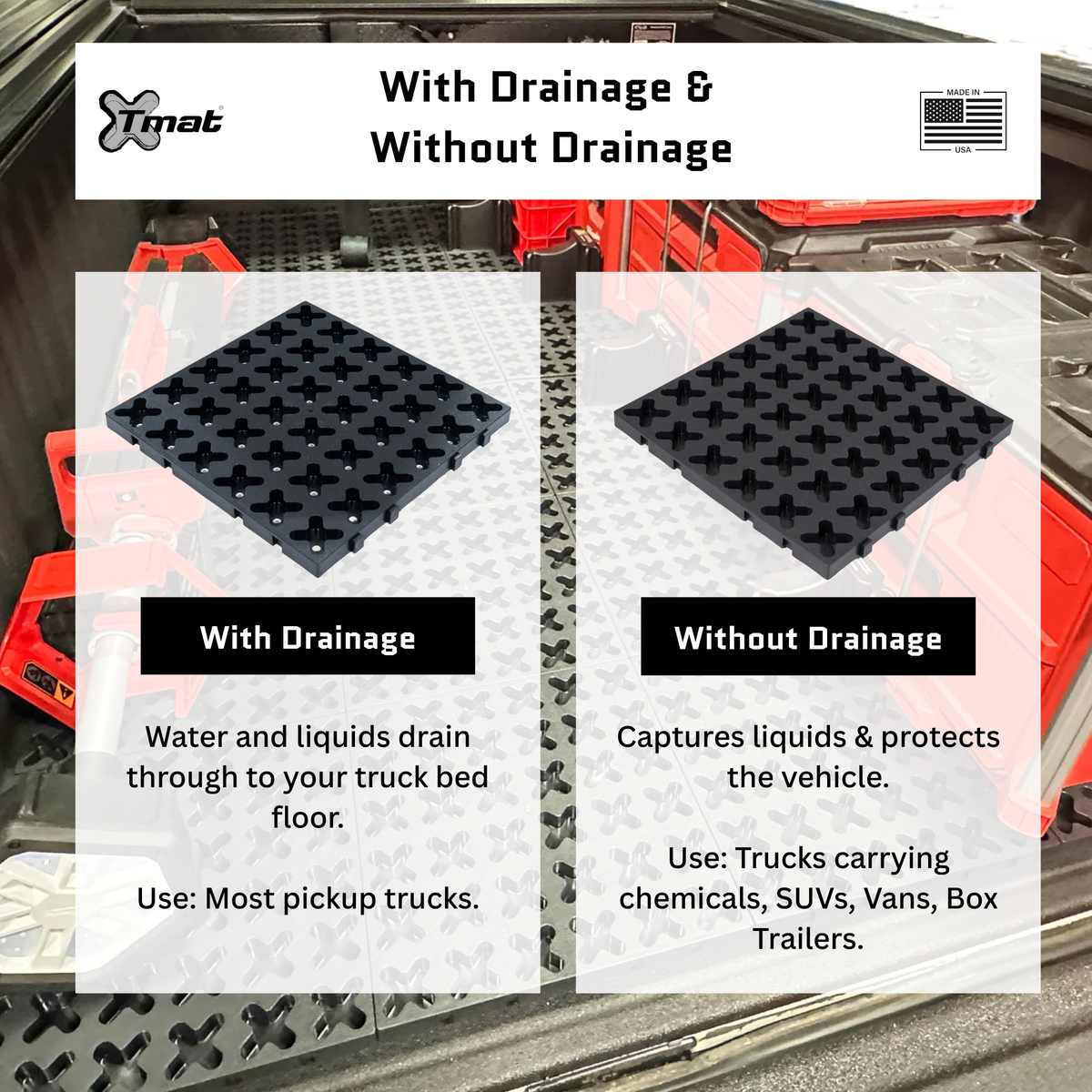 TMAT Interlocking Strips 30.5 x 5 cm | Non-Draining Strips - Four Connectors (Set of 2)
